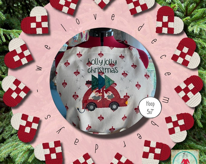 Christmas designs for your embroidery machine, December Days no. 18 - hoop size 5x7" - Getting the Christmas tree, Appliqué and embroidery