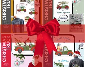 Christmas Trucks Intro Bundle | All 4 Design Packs | Hand drawn Appliqué & Stitch | Limited time