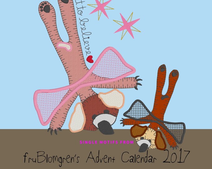 DESIGNS from fruBlomgren's Advent Calendar. Machine Embroidery Design. Whimsical Bear Angels, 5 designs
