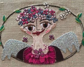 DETAILED FLOWER ANGEL - designs for embellishing your textile projects, gifts etc.- December 19th in fruBlomgren's Christmas Event 2018