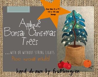 5 x 7 Appliqué BONSAI CHRISTMAS TREE with or with out string lights, make your own Illuminated Bonsai Christmas Tree with this unique design