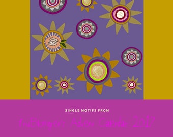 DESIGNS from fruBlomgren's Advent Calendar. Machine Embroidery Designs. DIY. Colourful Satin and Appliqué Stars. 12 designs