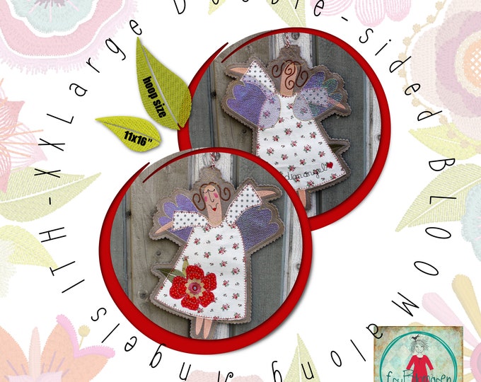Angels - Flower angels - BLOOMalong 11 - XXL Double-sided appliqué angels for your embroidery machine 11x16" - two double-sided angels incl.