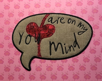 MugRug with a loving message: You are on my mind - nice Valentine gift, machine embroidery design ITH