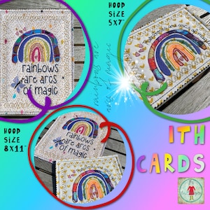 ITH Karte mit Regenbogen - 2 Varianten in ihrer Größe: eine für Rahmengröße 13x18cm und eine für Rahmengröße 20x30cm - eine Mischung aus Stickerei und Applikation