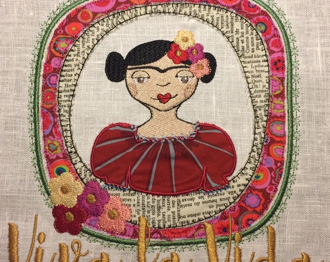Colour Boost Frida portrait, Vivid Colors and lots of Flowers, 9 Machine Embroidery Designs to combine in many ways, Colour your work