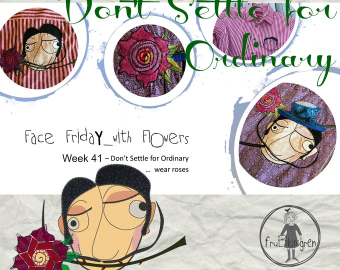 FRIDAY FACES: Signore Salvatore - Face Friday with Flowers - 6 Whimsical Appliqué designs for different kinds of textile projects