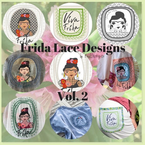 5 Fabulous and Fantastically Detailed  Frida Machine Embroideries with my new Frida, for embellishing your SUMMER WARDROBE, incl. ITH pocket