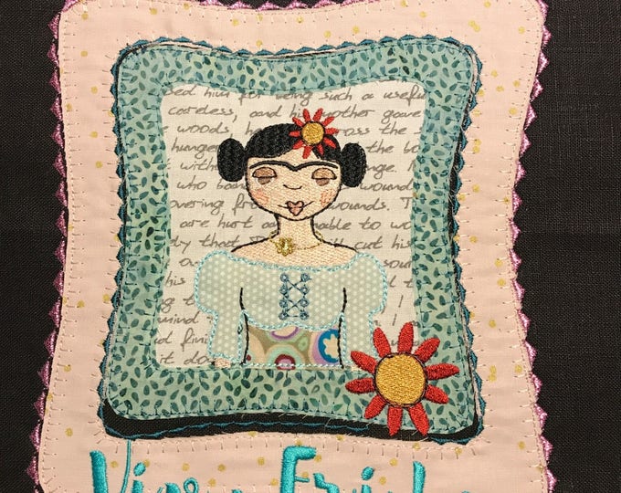 FRIDA in SQUARE frames - Applique Machine Embroidery Design for embellishment of textile projects - 4 design, 2 sizes, Instant download