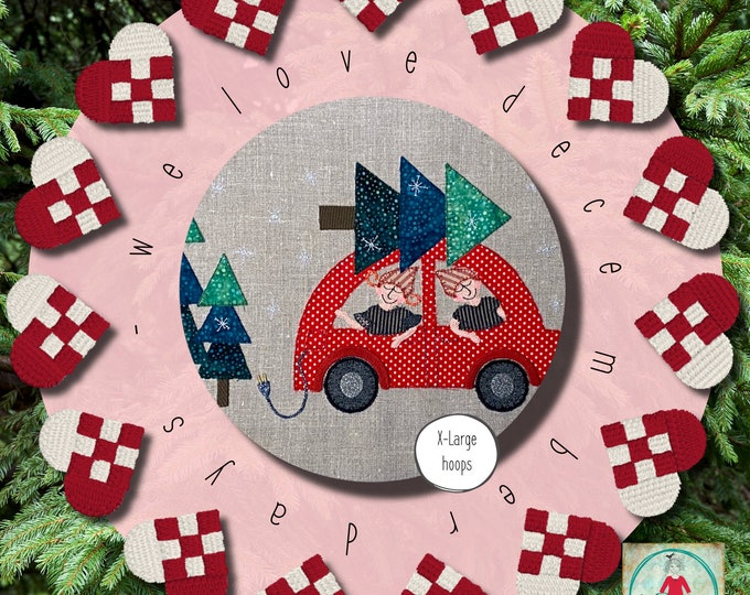 Christmas designs for your embroidery machine, December Days no. 18 - XLarge Hoop sizes, Getting the Christmas tree, Appliqué and embroidery