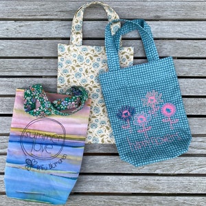 TOTE BAG ITH - komplett gefütterte Stofftasche für die Stickmaschine - keine Nähmaschine erforderlich - 2 Größen - 20x20cm und 20x28cm und 2 Rohlinge