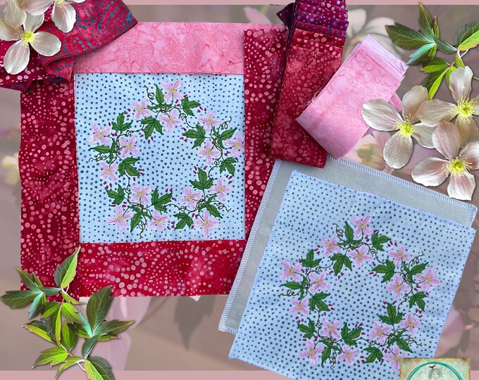 Fill Stitch Motifs for your embroidery machine - Beautiful motifs with my hand drawn Clematis Montana and leaves - from 4x4" to 8x11"