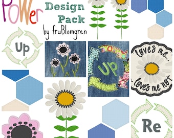 JEANS UPCYCLING DESIGN pack with 15 small and medium Machine Embroidery Designs for Upcycling and Embellishment of your favourite old jeans