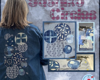 Sashiko Circles - Machine Embroidery Design Pack – 12 Appliqué Circles in 3 Sizes + 3 Large Motifs – perfect for visible mending & upcyling