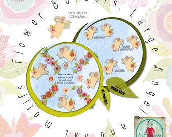 Angels - Flower angels - BLOOMalong 9 - BUNDLE - 4 Large appliqué angels, 4 Flower borders and 3 XXL Motifs - for hoop size 8x10 and larger