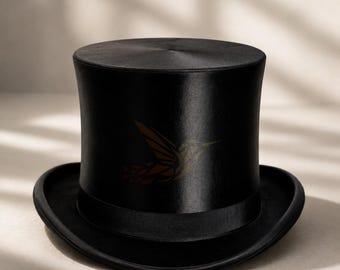 Black Silk Top Hat | Victorian Top Hat | Tall Crown Top Hat | Formal Top Hat | Gentleman Top Hat | Gothic Wedding Hat, Magician Costume Hat