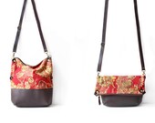 JAPAN 6_ Convertible fold over cross body bag - tote bag, bag for travelling, japanese bag, leather and japanese fabric purse