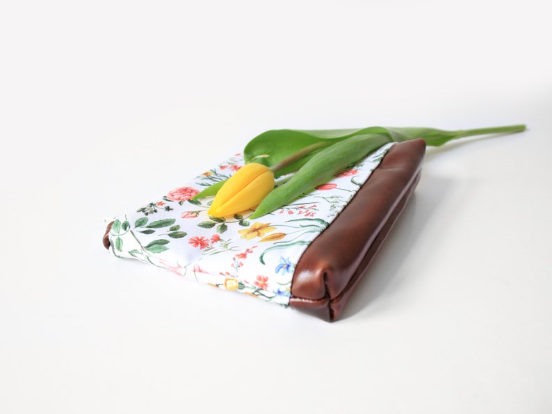 Pouch , zipper pouch, botanical zipper pouch, plants zipper poche image 2