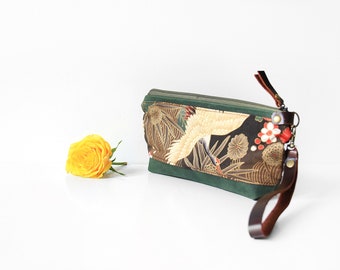 Foral mini pouch, japanese pouch, zipper pouch, zipper wallet, small pouch, small wallet,
