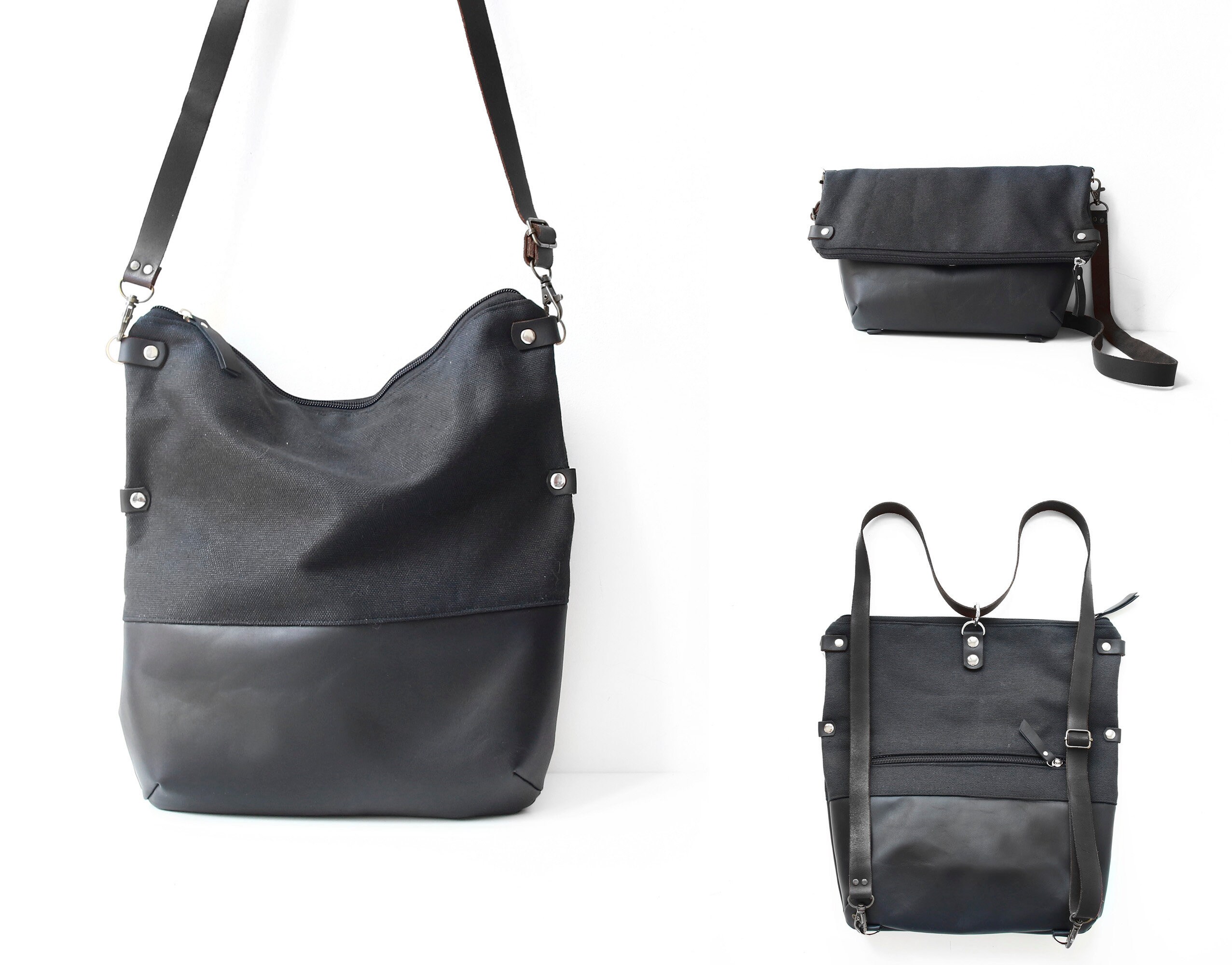 fold over leather backpack