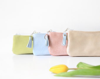 Suede zipper pouch, pastel colors zipper pouch