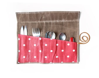 Picnic cutlery roll-up  case, Paintbrush Roll up artist case organizer,  Artist roll-up, rollup cosmetics,  lunch set