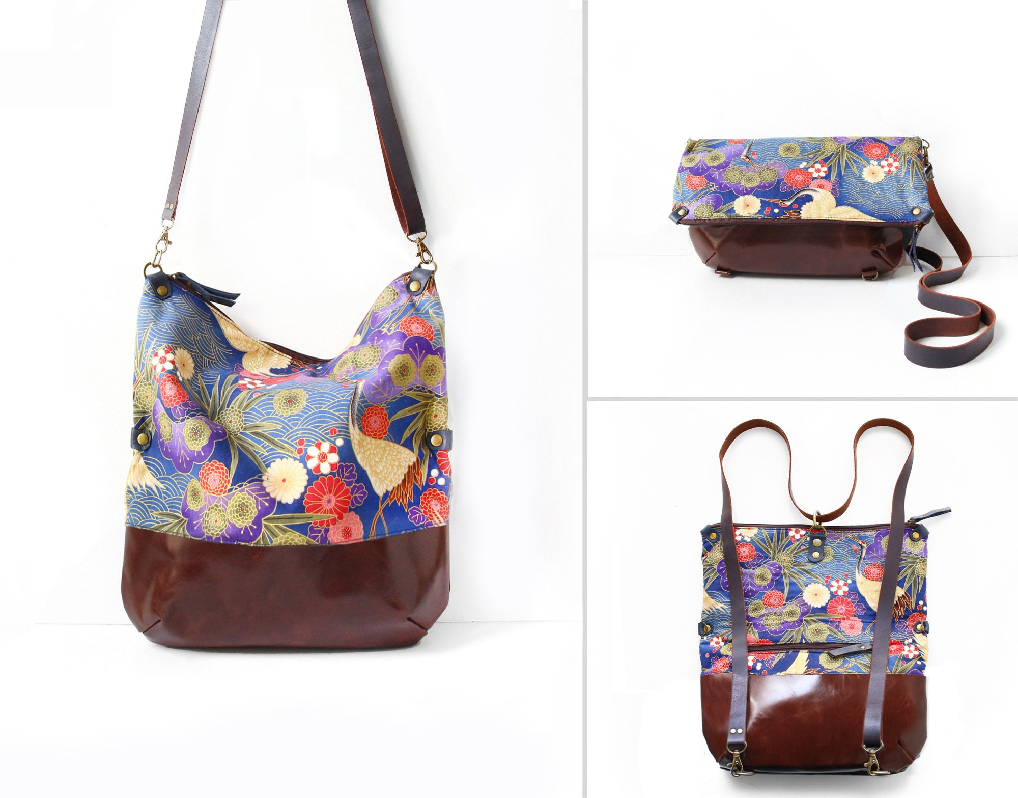 Backpack Shoulder Bag Tote or Purse Multi-color Fabric Backpack Shoulder Bag Tote or Purse Multi-color Fabric