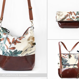 Convertible backpack into purse, leather backpack ,  Genuine leather floral bag, floral bag, botanical purse