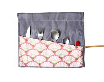 Picnic cutlery roll-up  case, Paintbrush Roll up artist case organizer,  Artist roll-up, rollup cosmetics,  lunch set