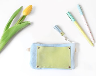 Suede zipper pouch, pastel colors zipper pouch