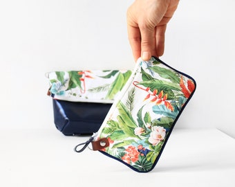 Pouch , zipper pouch, botanical zipper pouch, plants zipper poche