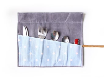 Picnic cutlery roll-up  case, Paintbrush Roll up artist case organizer,  Artist roll-up, rollup cosmetics,  lunch set