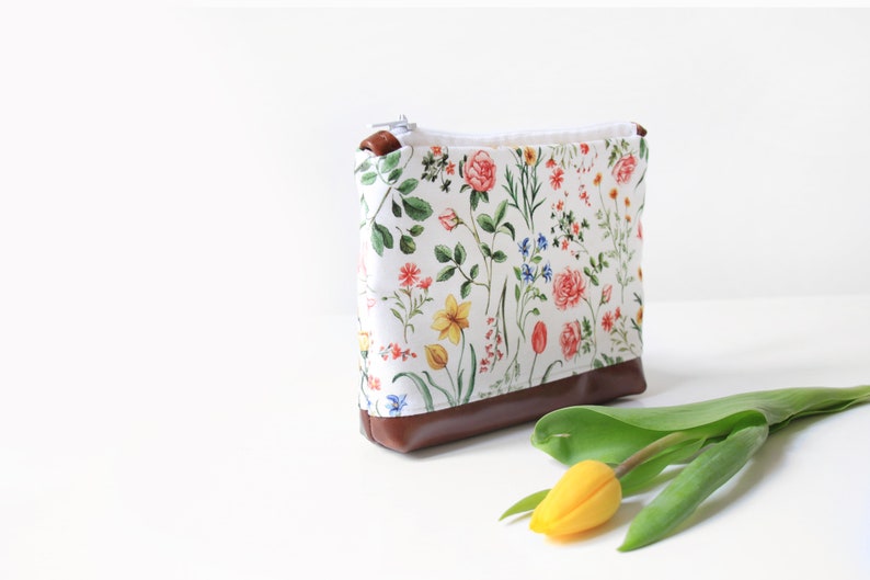 Pouch , zipper pouch, botanical zipper pouch, plants zipper poche image 3