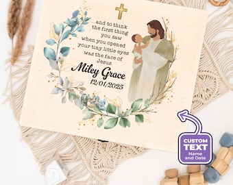 Caja de madera personalizada para recuerdos de bebés, recuerdo cristiano de la pérdida de un bebé.