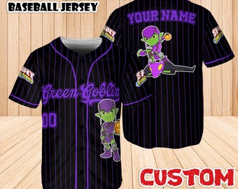 Custom Green Goblin-honkbaljersey, gepersonaliseerd shirt Spidey en zijn geweldige vrienden, Marvel-schurk familievakantie team jersey cadeau