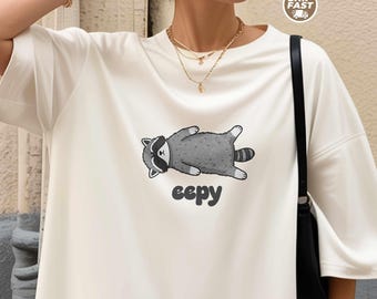 Camiseta Comfort Colors® Eepy Raccoon, divertida camiseta con meme de mapache soñoliento, linda camiseta gráfica de animal maldito, regalo humorístico de la generación Z