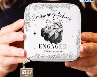 Shrek Fiona Jewelry Box Engagement Gift Personalized Name Date Wedding Keepsake Funny Couple Custom Ring Box Bride Gift