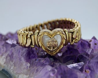 WWII Era Carl Art U.S. Navy Mother of Pearl Heart Expansion Sweetheart Bracelet