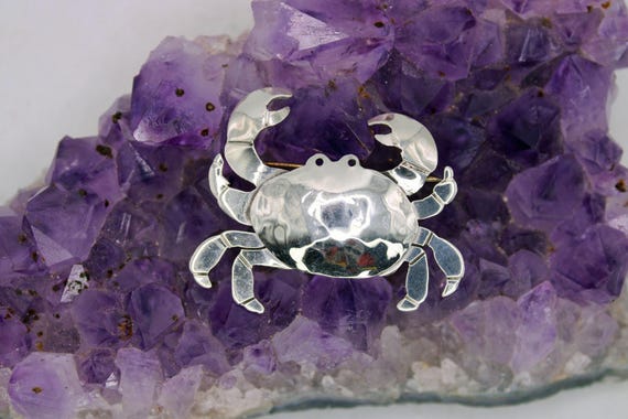 Far Fetched Sterling Silver Crab Brooch