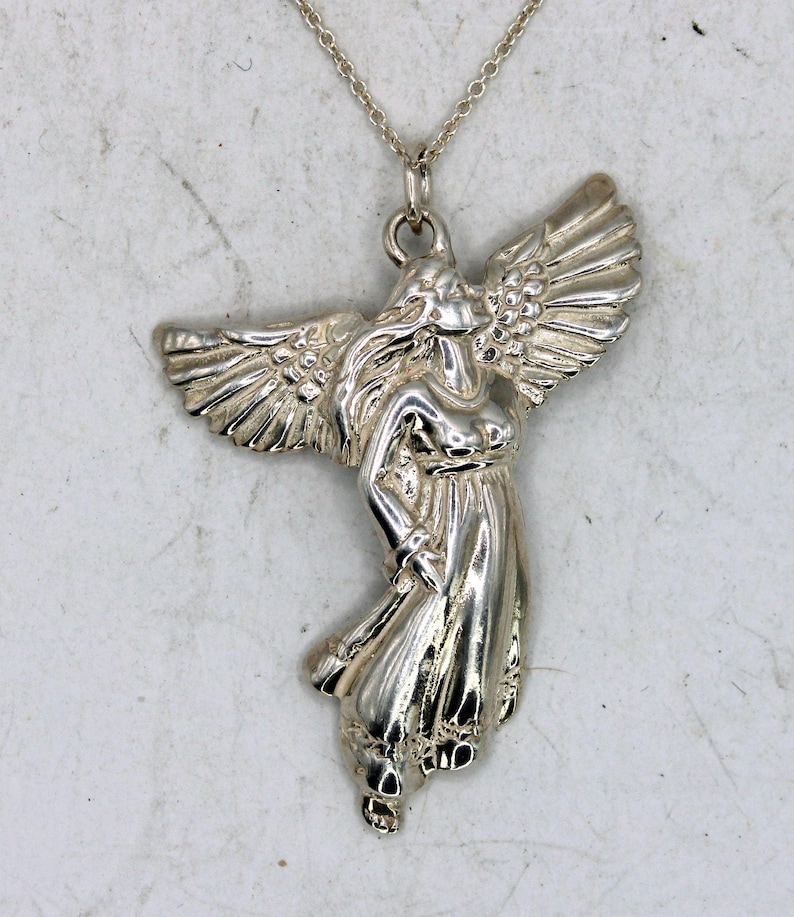 Schube Manufacturing Sterling Silver Angel Pendant Necklace image 3