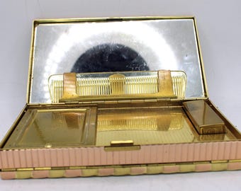 Jaren 40/50 Vintage Evans Carry All Compact: Sigarettenkoker & Vanity Compact