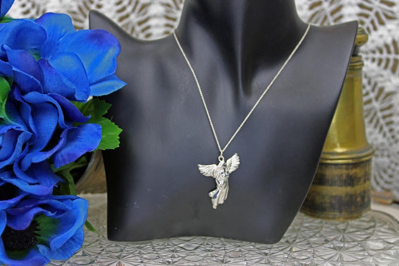 Schube Manufacturing Sterling Silver Angel Pendant Necklace image 1
