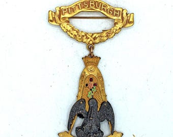 Vintage vrijmetselaars 18e graad Knight Rose Croix Badge Pittsburgh Chapter