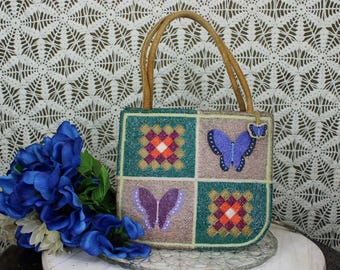 Y2K Wind River Reservation: dubbelzijdige portemonnee met vlinderkralen en kralenkwastje