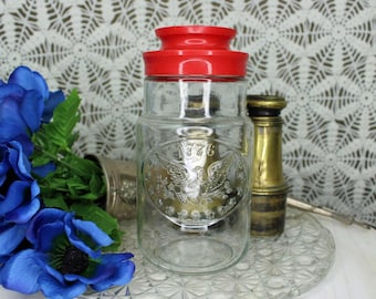 1970's Anchor Hocking 1776 Bicentennial Glass Jar Produced for Maxwell House