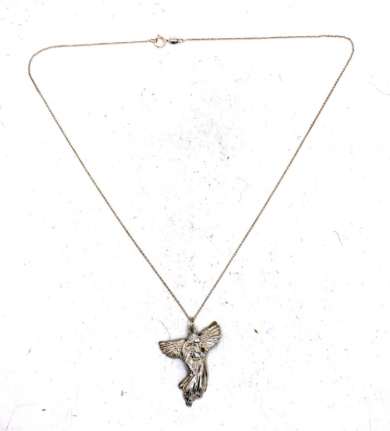 Schube Manufacturing Sterling Silver Angel Pendant Necklace image 5