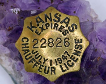 1947 Kansas Chauffeur License Badge #22826