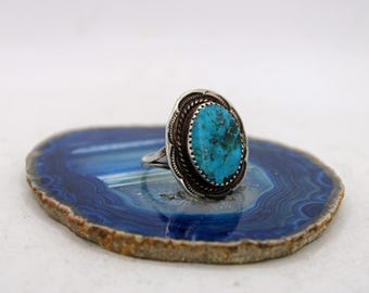 Johnson Yazzie Sterling Silver Turquoise Navajo Ring