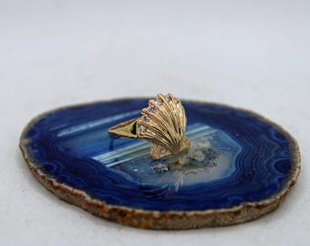 Kabana 14kt Yellow Gold with Diamond Accent Shell Ring