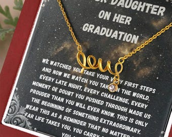 Cadeau collier amour de la part des parents de notre fille pour l'obtention de son diplôme, bijoux souvenir de la promotion 2026 sentimentale, cadeau d'anniversaire papa maman fière